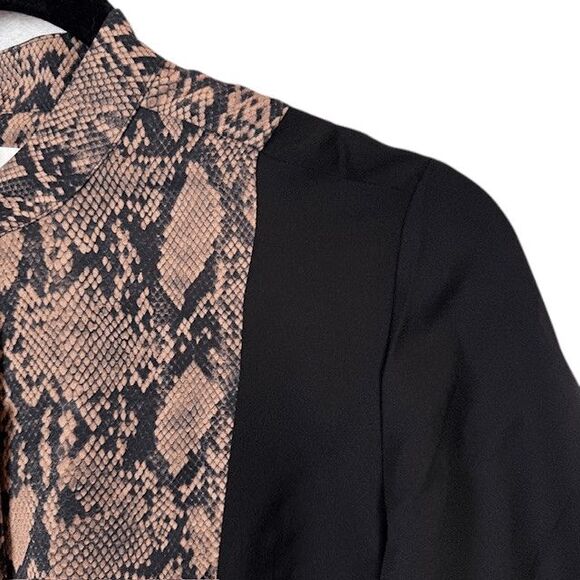 NEW! FRAME Silk Colorblock Blouse Noir Multi Python Print Button Up Size Small - Picture 4 of 12